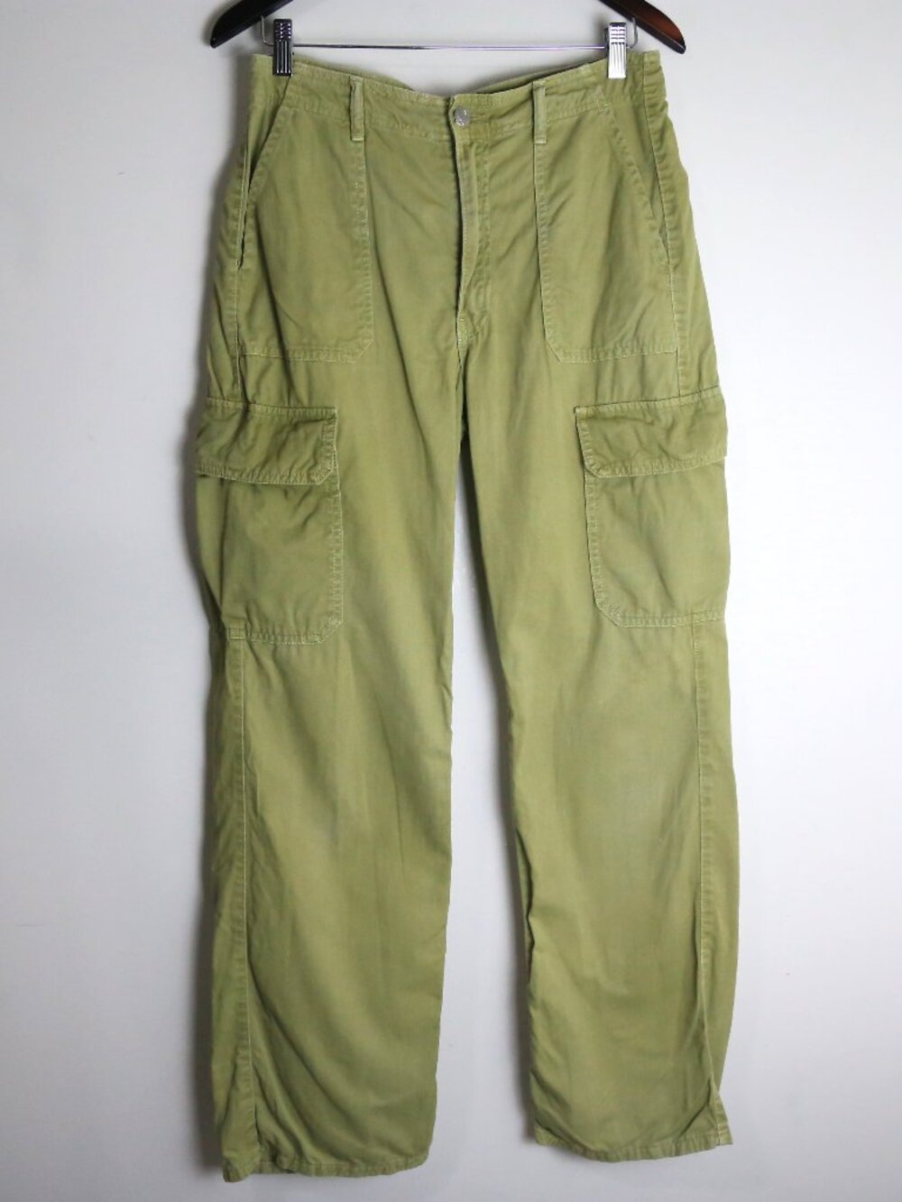 Zara Cargo Pocket High Rise Utility Cotton Twill Olive Green Pants Size 6